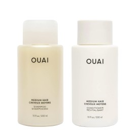 OUAI Medium Hair Shampoo and Conditioner Set - Sulfate-Free Shampoo and Conditioner for Women & Men - Made with Keratin, Shea Butter & Avocado Oil - Free of Parabens & Phthalates (10 Fl Oz)