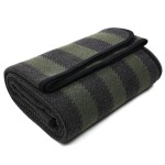 PuTian Merino Wool Blanket - 87 x 63 Thick Warm Soft Large Bed Throw - Great for Camping, Outdoors, Travel, Car, Couch, All Weather Green Stripe