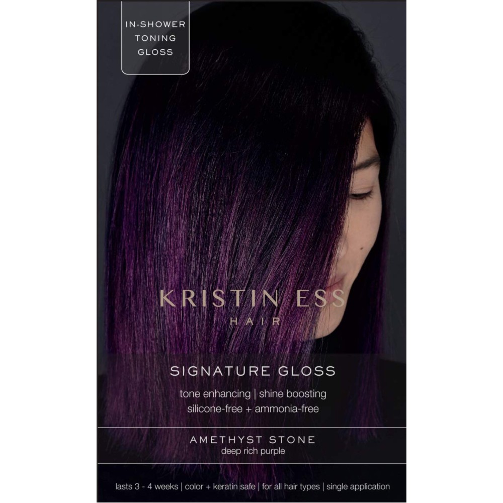 Kristin Ess Hair Gloss in Amethyst Stone Deep Rich Purple - 4 Wk Semi Permanent Hair Dye Glaze - Color Depositing Conditioner & Toner for Vibrant Color, Shine + Gloss - Vegan, Silicone & Ammonia Free