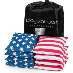 Play Platoon Premium Weather Resistant Duckcloth Cornhole Bags - Set of 8 Bean Bags for Corn Hole Game - Regulation Size & Weight - Thin Red Line - American