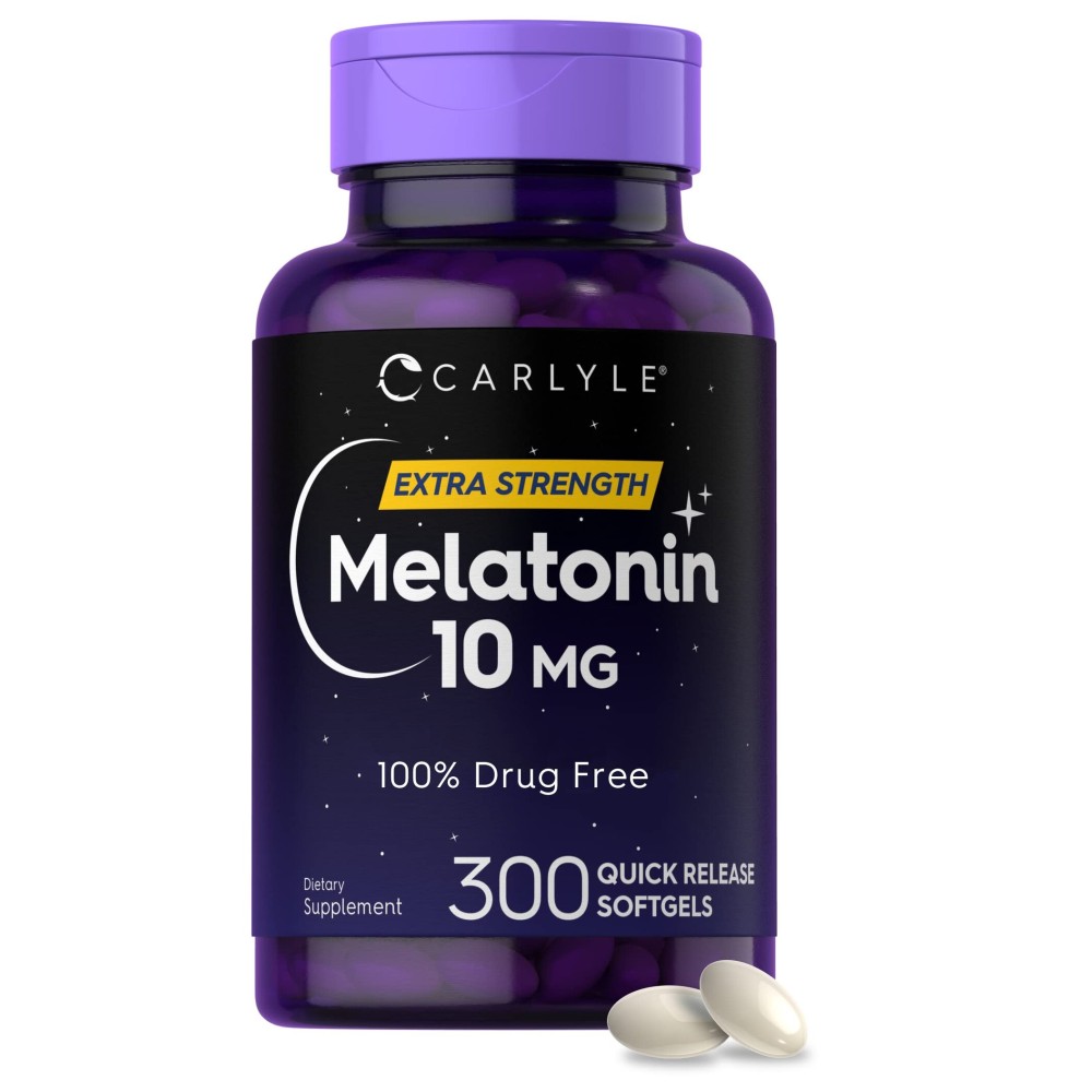 Carlyle Melatonin 10mg | 300 Softgels | Extra Strength Support for Adults | Non-GMO, Gluten Free Supplement