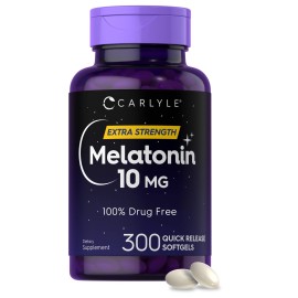 Carlyle Melatonin 10mg | 300 Softgels | Extra Strength Support for Adults | Non-GMO, Gluten Free Supplement
