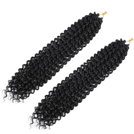 Dansama 2 Packs Passion Twist Hair Water Wave Braiding Hair for Butterfly Style Crochet Braids Bohemian Hair Extensions (18inch (Pack of 2), 1B)
