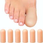 Homergy Soft Gel Toe Caps with Healing Coconut Oil - 6 Reusable Big Toe Protectors for Ingrown or Missing Toenails, Corns, Calluses & Blister Relief