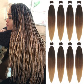 Alrence Pre Stretched Braiding Hair Long Braid 30 Inch 8 Packs Professional Braiding Hair Extensions Synthetic Crochet Twist Braids (30 Inch, 1B/30/27)