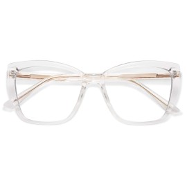 AMOMOMA Trendy TR90 Oversized Blue Light Reading Glasses Women,Stylish Square Cat Eye Glasses AM6031C2 with Clear Frame 0.0 x