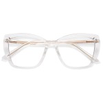 AMOMOMA Trendy TR90 Oversized Blue Light Reading Glasses Women,Stylish Square Cat Eye Glasses AM6031C2 with Clear Frame 2.5 x