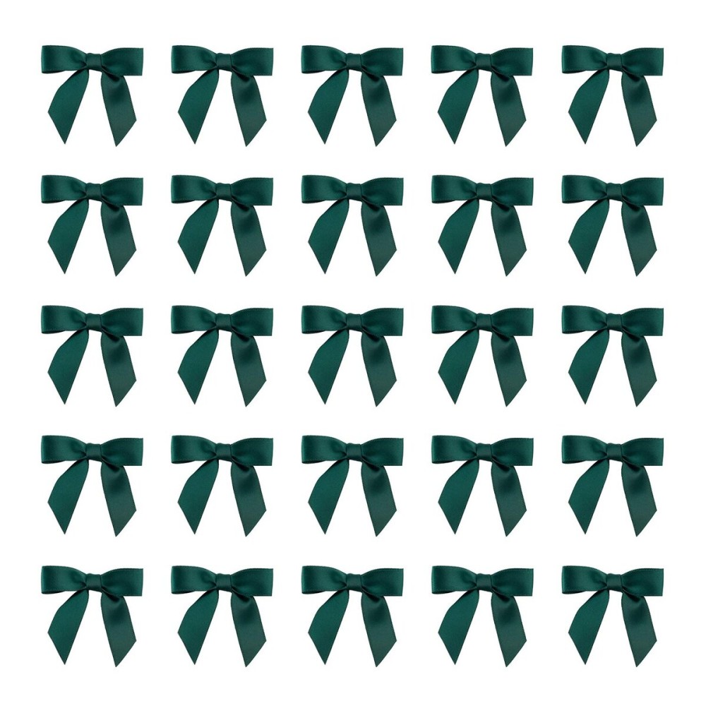 7Rainbows 50pcs Boutique 1.5 Dark Green Satin Ribbon Mini Bows for Craft Sewing Scrapbooking Wedding and Gift Wrapping