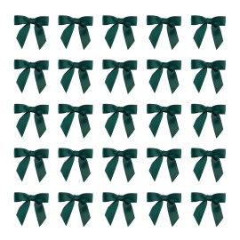 7Rainbows 50pcs Boutique 1.5 Dark Green Satin Ribbon Mini Bows for Craft Sewing Scrapbooking Wedding and Gift Wrapping