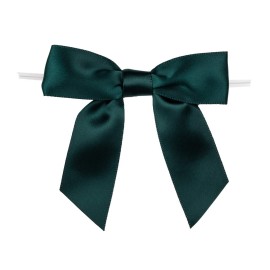 7Rainbows 30pcs Boutique 3.5 Dark Green Satin Ribbon Twist Tie Bows for Tying Up Packages Gift Wrapping
