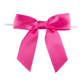 7Rainbows 30pcs Boutique 3.5 Hot Pink Satin Ribbon Twist Tie Bows for Tying Up Packages Gift Wrapping