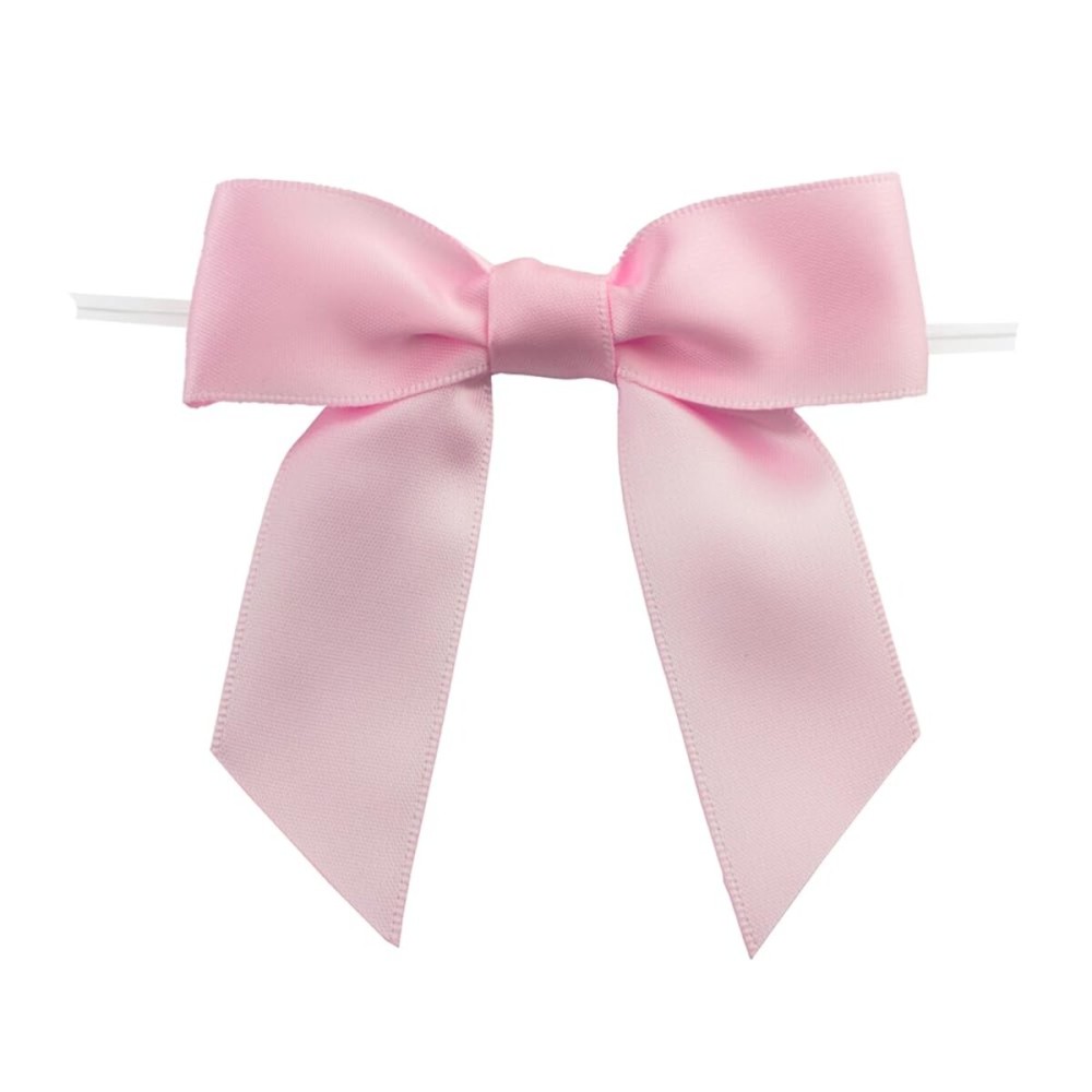 7Rainbows 30pcs Boutique 3.5 Pink Satin Ribbon Twist Tie Bows for Tying Up Packages Gift Wrapping