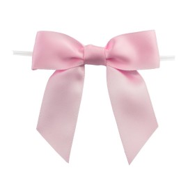 7Rainbows 30pcs Boutique 3.5 Pink Satin Ribbon Twist Tie Bows for Tying Up Packages Gift Wrapping