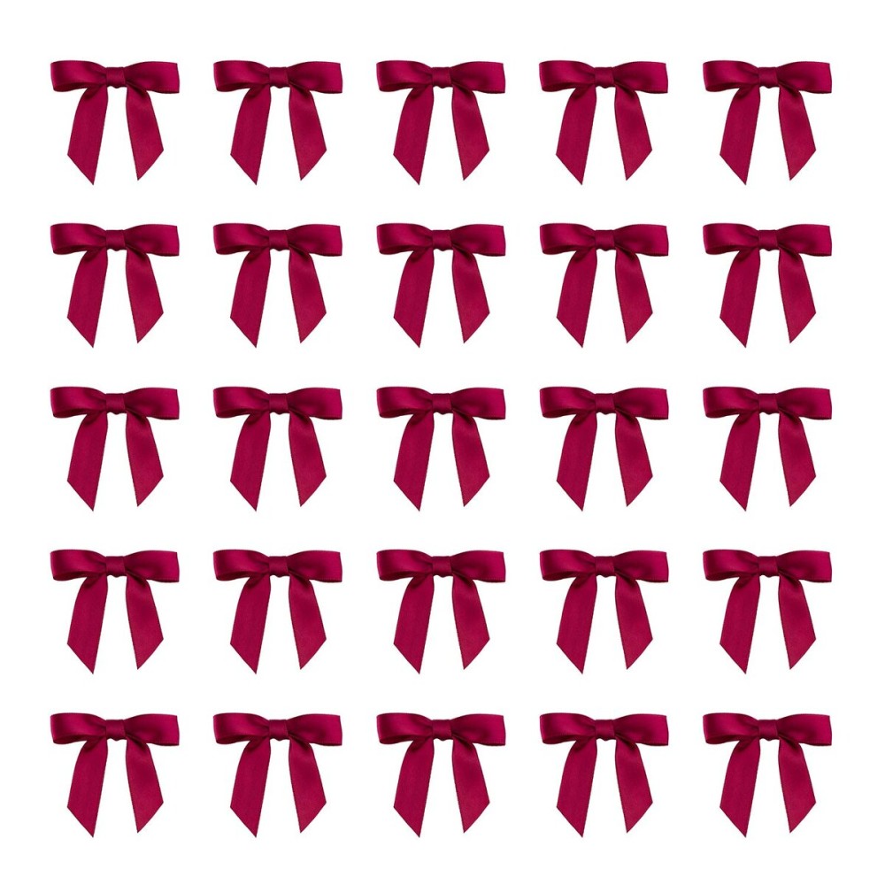 7Rainbows 50pcs Boutique 1.5 Burgundy Satin Ribbon Mini Bows for Craft Sewing Scrapbooking Wedding and Gift Wrapping