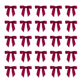 7Rainbows 50pcs Boutique 1.5 Burgundy Satin Ribbon Mini Bows for Craft Sewing Scrapbooking Wedding and Gift Wrapping