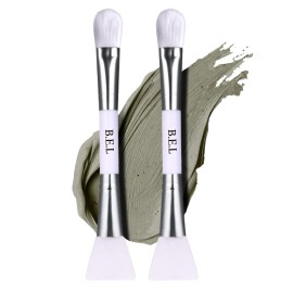 Bare Essentials Living Clay Face Mask Brush (2 Pack, White) Dual Soft Silicone Face Mask Applicator Brush Tool, Great Facial Essentials, Moisturizer Applicator & Skincare Brush for Facials