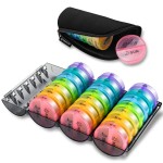 Upgrade Monthly Pill Organizer 2 Times A Day,One Month Box AM PM,Daily Cases Large 4 Week,Medication 28 Days Dispenser for Pills,Fish Oils, Vitamin,Supplement(Rainbow)