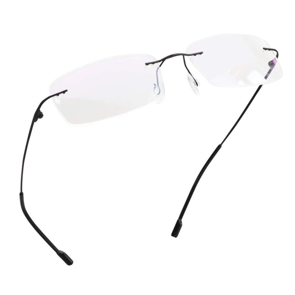 LifeArt Blue Light Blocking Computer Reading Glasses,Men\'s and Women\'s Rimless Frame (Black, +2.00 Magnification)