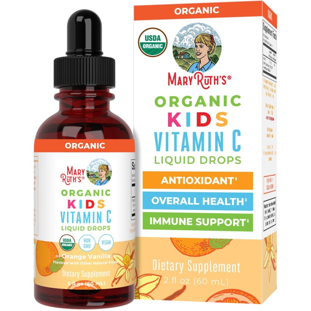 MaryRuth Organics USDA Kids Vitamin C Drops | Vegan Immune Support Supplement for Ages 4-13 | Immune Support & Overall Health | Vitamin C from Organic Acerola Fruit Extract | 2oz