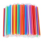 RENYIH 300 Pcs Multi Colors Jumbo Smoothie Boba Straws,Plastic Milkshake Disposable Wide-mouthed Large Individually Wrapped Straws(0.43 Wide X 9.45 Long)