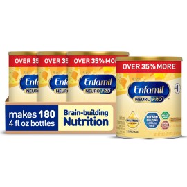 Enfamil NeuroPro Baby Formula, Brain and Immune Support with DHA, Iron and Prebiotics, Infant Formula Inspired by Breast Milk, Non-GMO, Powder Can, 28.3 Oz (Pack of 4)
