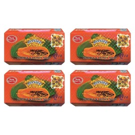 ASANTEE PAPAYA & HONEY Soap Bars with Vitamin C,E and Q10 Skin Cleansing 4.40 Oz (Pack of 4)