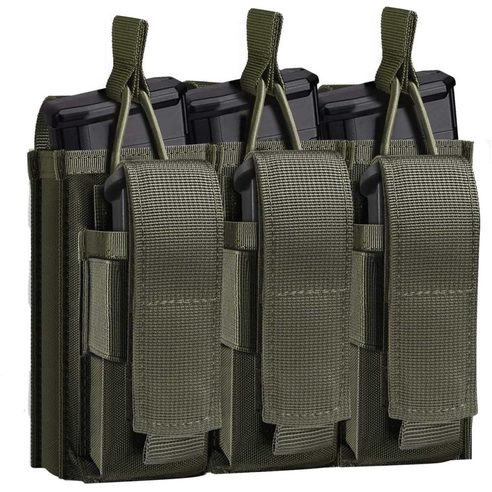 ELVO Tactical Molle Mag Pouch, Open-Top Molle Double/Triple Stacker 5.56 7.62 Magazine Pouches Holder Carrier for Rifle M4 M14 G36 HK416 AR-15 and Glock 17 19 M1911 9MM Magazines Holster