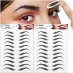 22 Pairs 4D Eyebrows Tattoo, Hair-Like Authentic Eyebrows, Eyebrows Tattoo Peel Off, Long Lasting Natural False Eyebrows Makeup Sticker for Eyebrow Grooming Shaping (Black)