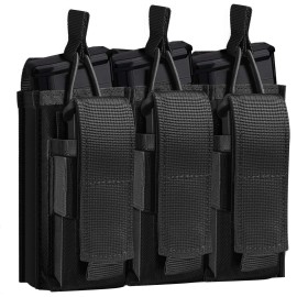 ELVO Tactical Molle Mag Pouch, Open-Top Molle Double/Triple Stacker 5.56 7.62 Magazine Pouches Holder Carrier for Rifle M4 M14 G36 HK416 AR-15 and Glock 17 19 M1911 9MM Magazines Holster