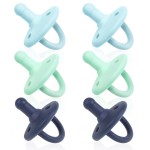 Sweet Child Pacifiers 0-18 Months, Set of 6 Ultra-Light Silicone Binkies with Collapsible Handle & 3 Air Holes for Added Safety, Best Newborn Pacifiers for Baby Boys Or Girls