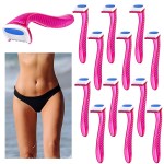 Honoson 12 Pcs Disposable Bikini Razors for Women Bikini Line Trimmer Shaver Small T Type Razor Durable Travel Accessories Pubic Hair Removal Beauty for Body Cosmetic Tool(Pink)