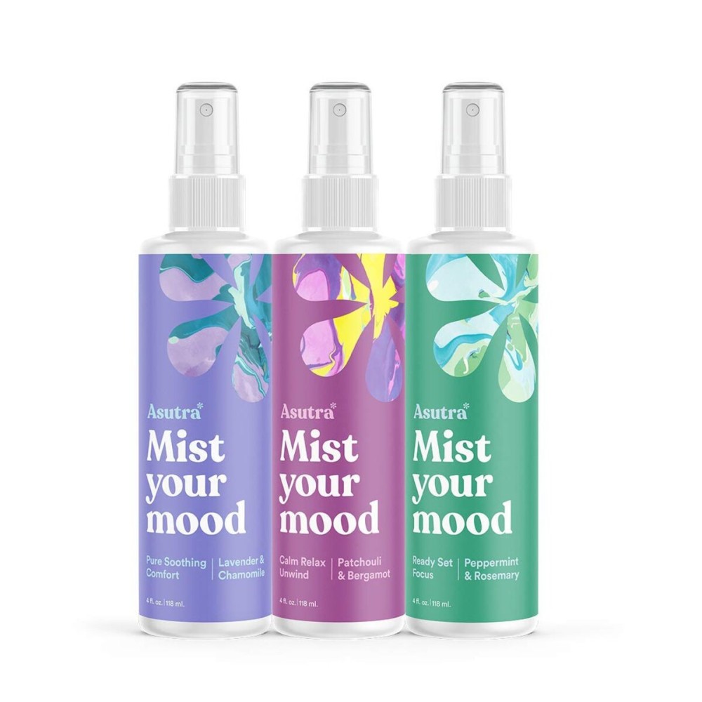 ASUTRA Multi-Use Essential Oil Aromatherapy Spray (3 Scent Variety Pack), 4 fl oz Each - Mist for Face, Body, Rooms & Linens - Car, Fabric, and Bathroom Freshener