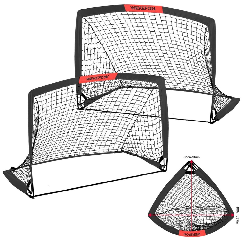 Soccer Goal with Carry Bag, 9MM Strengthen Pole & Nets Arched Design, Backyard Kids Soccer Goals Set 2Packs 3.6\'x2.7\' Portable Pop Up Soccer Nets for Toddler, Adults, Youth Games, Sports, Play, Gifts