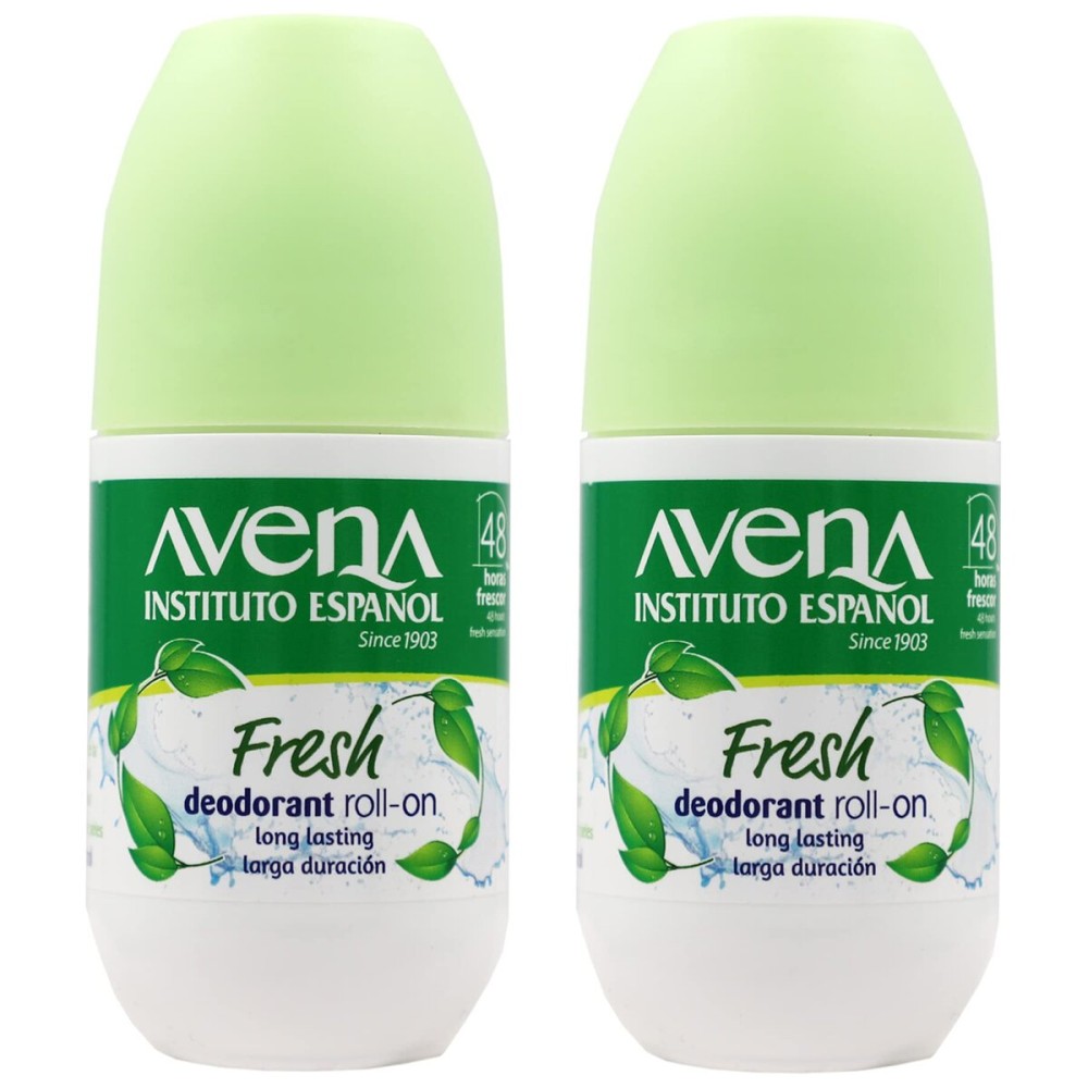 Avena Instituto Espanol Deodorant Roll-On Fresh, Anti-transpirant, Long-Lasting, Non-Alchohol, 2-Pack of 2.53 FL Oz each, 2 Bottles
