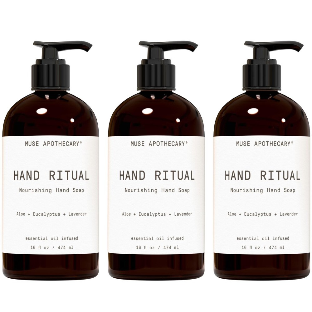 Muse Apothecary Hand Ritual - Aromatic and Nourishing Hand Soap, Infused with Natural Aromatherapy Essential Oils - USDA Certified Biobased - 16 oz, Aloe + Eucalyptus + Lavender, 3 Pack