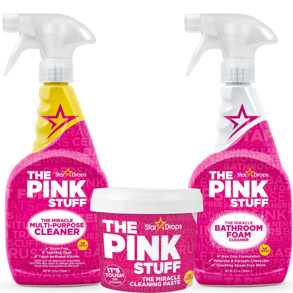 Stardrops - The Pink Stuff - The Miracle Cleaning Paste, Multi-Purpose Spray, And Bathroom Foam 3-Pack Bundle