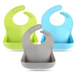 Eascrozn Silicone Bibs for Babies & Toddlers Set of 3, Silicone Baby Bibs for Boy and Girl, Adjustable Soft Waterproof Bib
