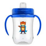 Dr. Brown\'s Milestones Soft Spout Sippy Cup with Handles, Blue Tiger Hero, BPA-Free, 9 oz/270 mL, 9m+