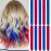 LADYAMZ Colored Hair Extensions 10 PCS, Colorful Christmas Party Highlights Clip in Synthetic Hair Extensions, Red and Blue Hair Accessories Hairpiece for Girl Women Party Favor Cosplay Gift 22 In