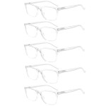 JOSCHOO 5 Pack Reading Glasses Men Women Spring Hinges Comfortable Glasses for Reading (5 Clear, 0.75)