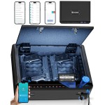 BILLCONCH Smart Gun Safe with Security Cable - Biometric Pistol Safe for Handgun 4 Ways Quick Access with Fingerprint/Keypad/Key/APP Lock, for Nightstand Bedside Home Car with LCD and Voice Guide