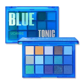 UCANBE Bright Neon Eyeshadow Makeup Palette-15 Shades High Pigmented Purple Blue Yellow Shimmer Matte Glitter Metallic Eyes Shadow Colorful Vibrant Creamy Make Up Pallets Kit - Blue Tonic