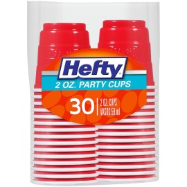 Hefty Disposable Mini Plastic Cups, Red, 2 Ounce, 30 Count (Pack of 10), 300 Total