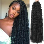 Passion Twist Hair 18 Inch 8 Packs Water Wave Crochet Hair Curly Braiding Hair Long Bohemian Spring Twist Hair For Butterfly Locs Crochet Braids Synthetic Hair Extension (18 Inch (Pack of 8), 1B)