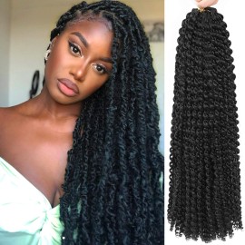 Passion Twist Hair 18 Inch 8 Packs Water Wave Crochet Hair Curly Braiding Hair Long Bohemian Spring Twist Hair For Butterfly Locs Crochet Braids Synthetic Hair Extension (18 Inch (Pack of 8), 1B)
