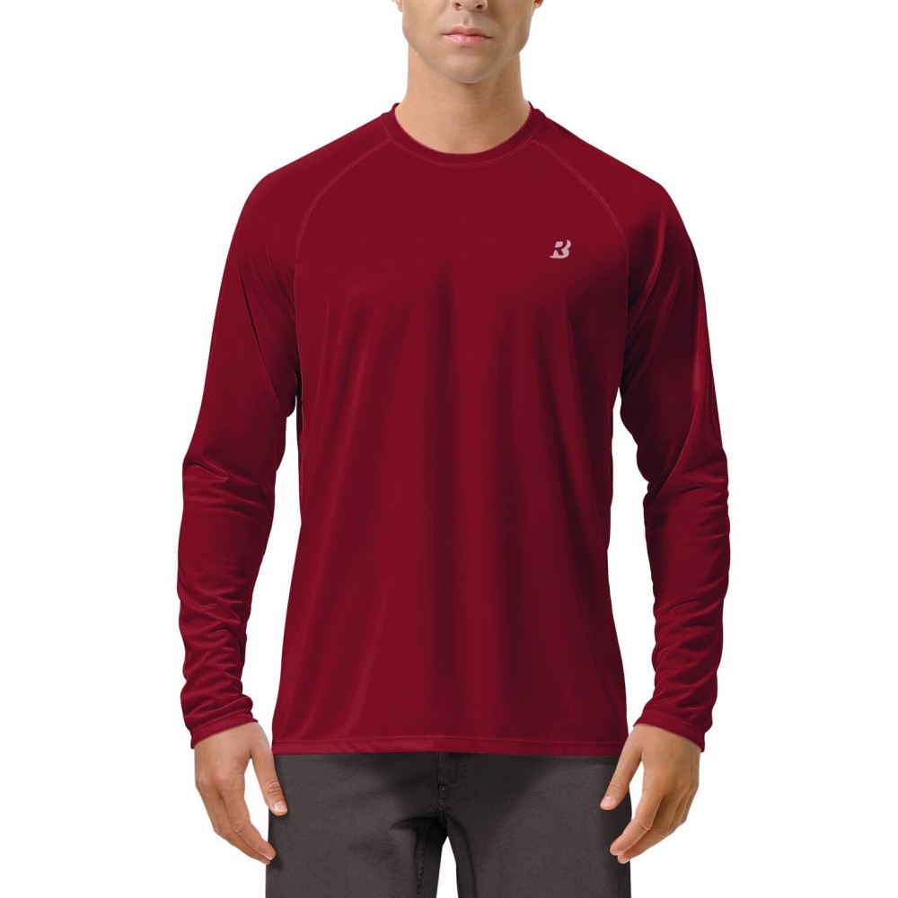 Roadbox Mens UPF 50+ UV Sun Protection Shirts Outdoor Long Sleeve SPF Diving Rash Guard for Fishing Hiking Swimming Beet Red