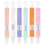 babygoal Pure Color Pacifier Clips, 6 Pack Binky Paci Holder Clips Leashes Fits for Most Pacifiers and Binkies 6PS23