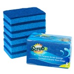 SCRUBIT Kitchen Scrub Sponges - Non-Scratch Dishwashing Sponge for Cleaning Dishes, pots and Pans - 12 Pack (Blue)