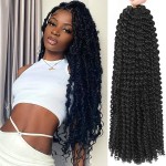 Alrence Passion Twist Hair 24 Inch 8 Packs Water Wave Crochet Hair Curly Braiding Hair For Butterfly Locs Long Bohe Crochet Braids (24 Inch (Pack of 8), 1B)