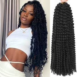 Alrence Passion Twist Hair 24 Inch 8 Packs Water Wave Crochet Hair Curly Braiding Hair For Butterfly Locs Long Bohe Crochet Braids (24 Inch (Pack of 8), 1B)